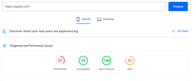 apple com website performance